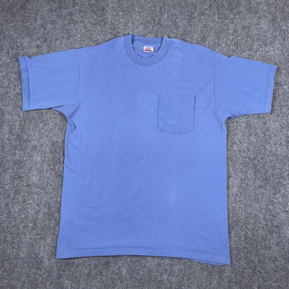 Vintage BVD Selvedge Pocket T-Shirt Mens L Blue Distressed Single Stitch